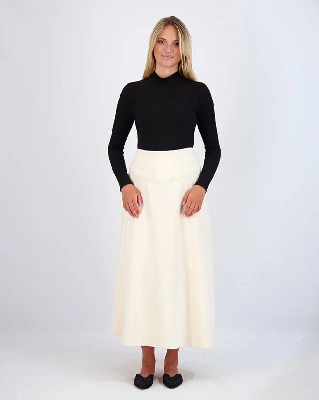 DROP WAIST PONTE SKIRT-IVORY