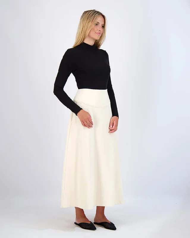 DROP WAIST PONTE SKIRT-IVORY