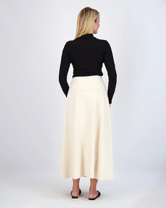 DROP WAIST PONTE SKIRT-IVORY