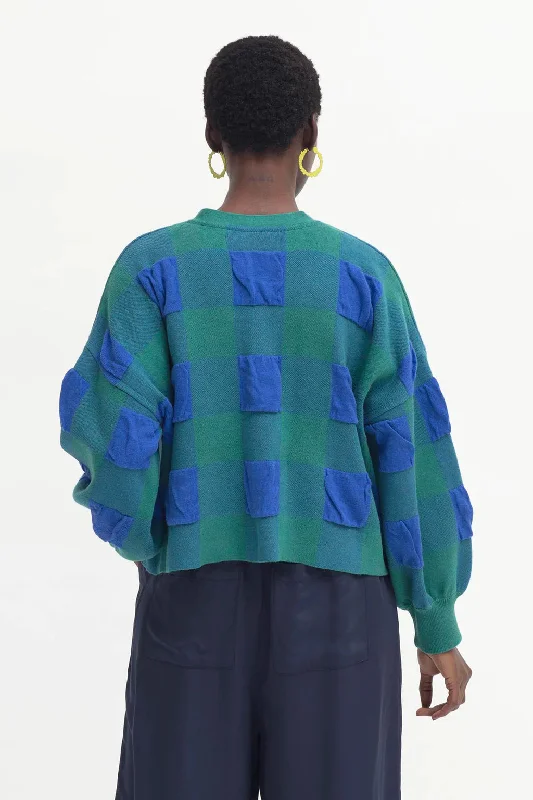 Elk Karo Cardigan- Blue/Green