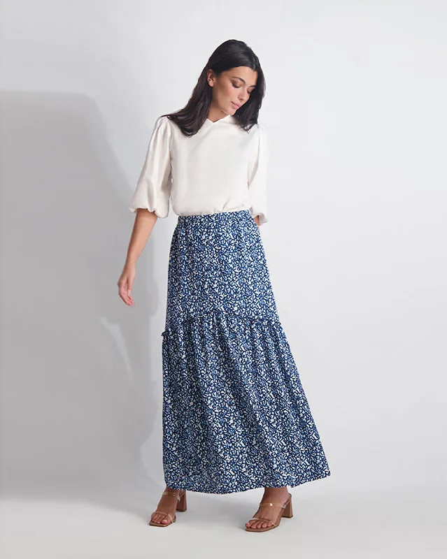 BUTTON FRONT PRARIE SKIRT- PRINT