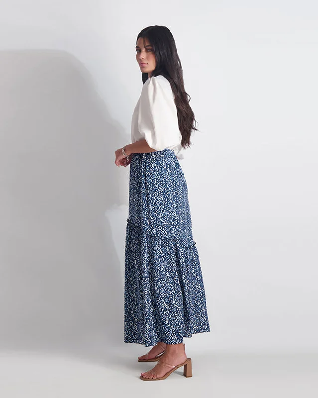 BUTTON FRONT PRARIE SKIRT- PRINT