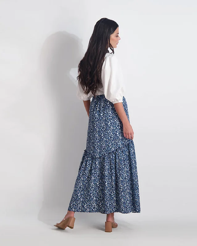 BUTTON FRONT PRARIE SKIRT- PRINT