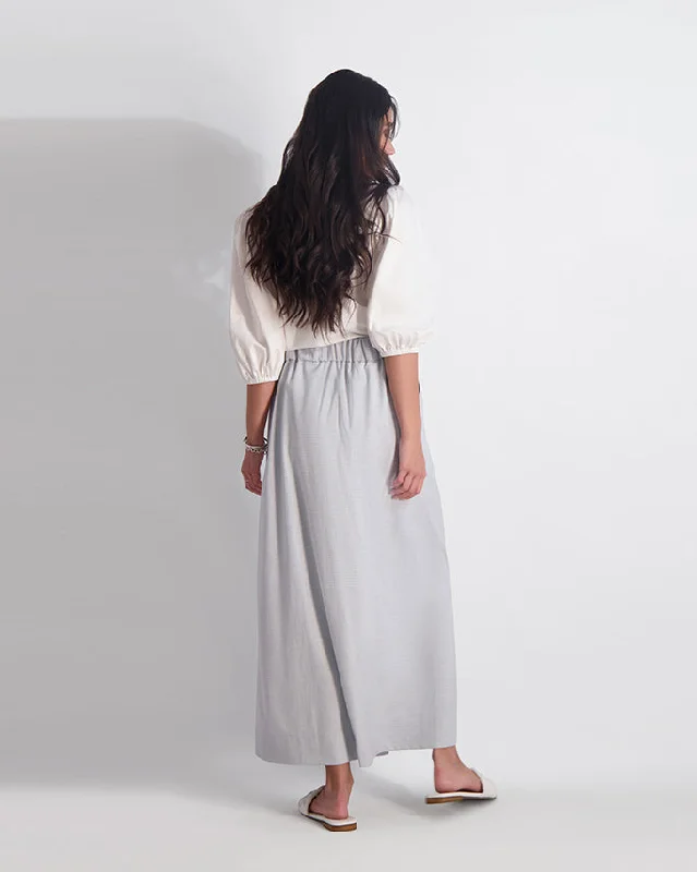 MOCK WRAP SKIRT- CHAMBRAY