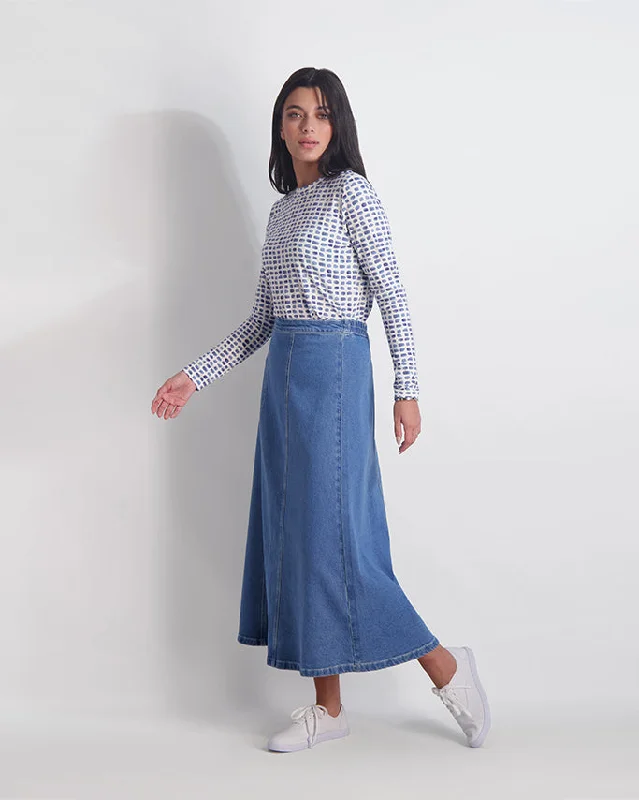 MULTI SEAM JEAN SKIRT