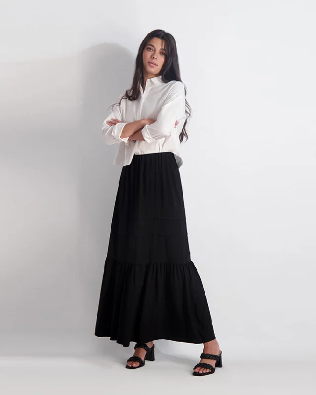 MULTI TIERED SKIRT- BLACK