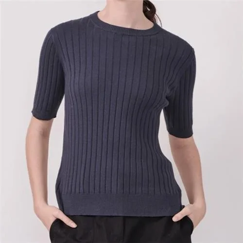 POL Nucleus Ribbed Tee Blue