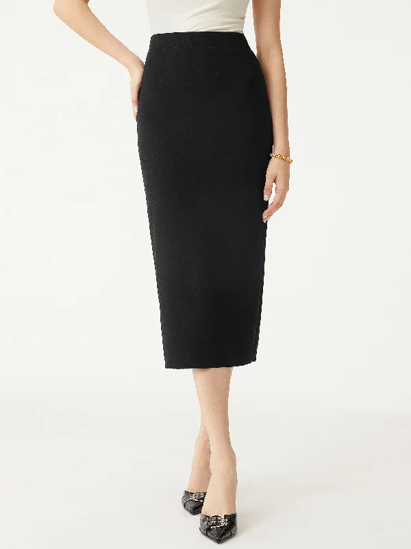 Pull-On Midi Pencil Skirt