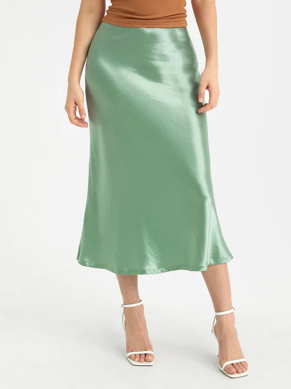 Silk-Like Acetate Bias-Cut Slip Skirt