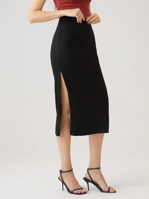 Zip Styling Midi Skirt