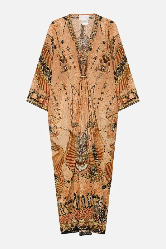 PIERCED V NECK EMBELLISHED KAFTAN KINGDOM OF HIEROGLYPHS