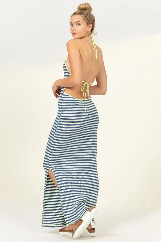 Cancun, Halter strap maxi knit dress