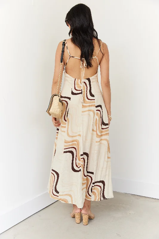 SALE - Heidi Printed Open Back Midi Dress