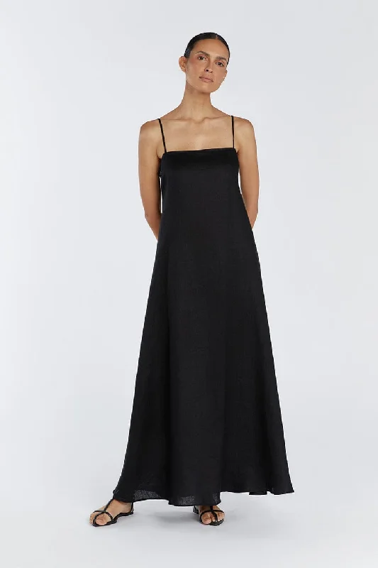 JEM BLACK LINEN MAXI DRESS