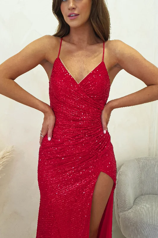 Kalila Sequin Gown | Red