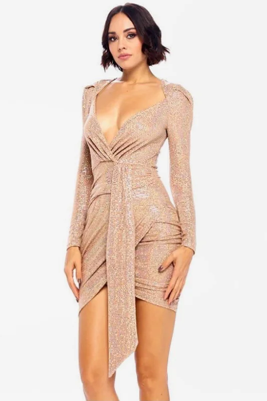 Khloe, Sparkly wrap belted dress