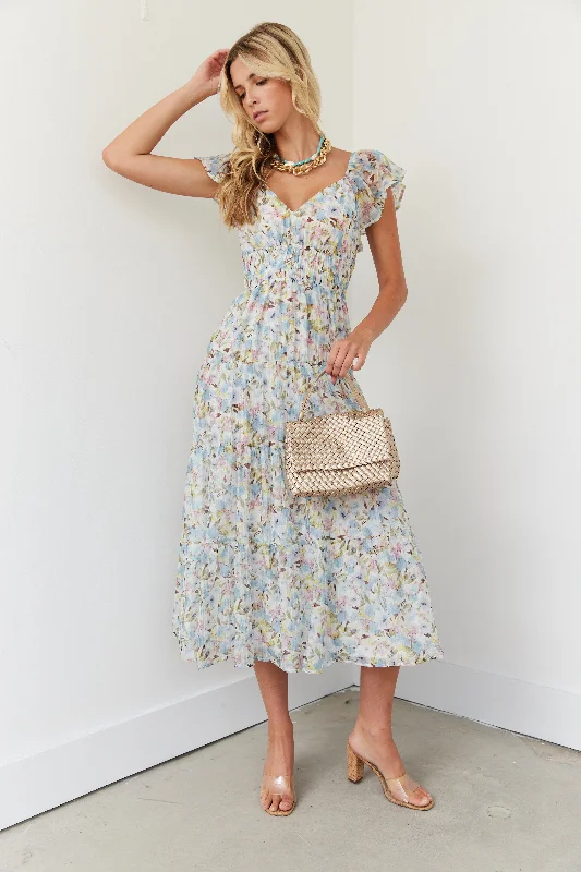 SALE - Laurie Floral Ruffled Midi Dress