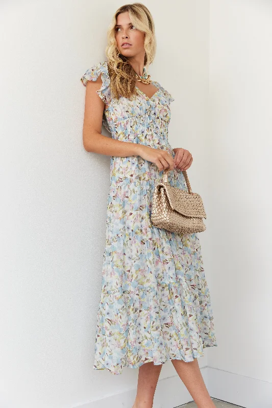 SALE - Laurie Floral Ruffled Midi Dress