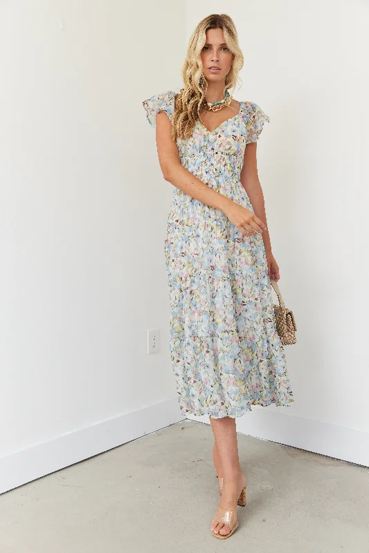 SALE - Laurie Floral Ruffled Midi Dress