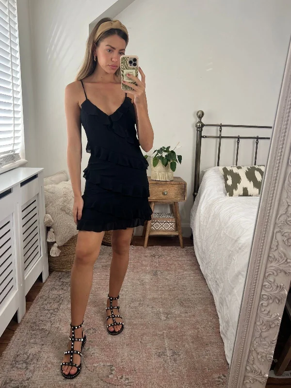 Macey Tiered Strappy Dress / Black