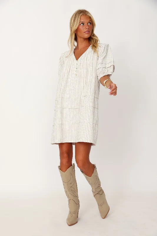 Natalia Striped Puff Sleeve Mini Dress