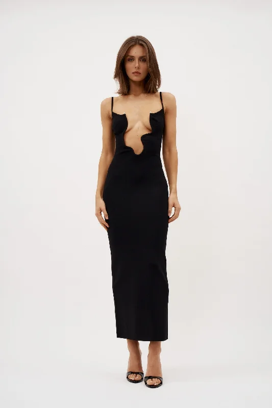 Salacia Wire Column Black Dress