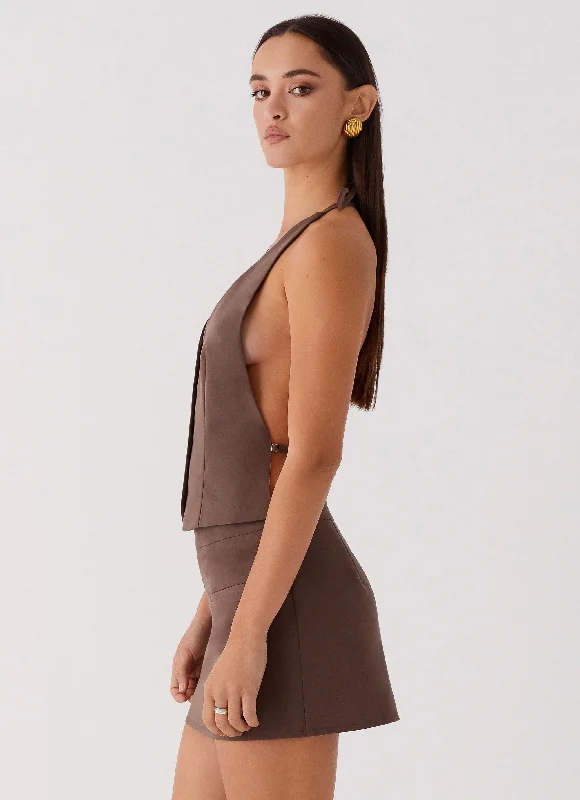 Sarah Halterneck Vest Top - Chocolate