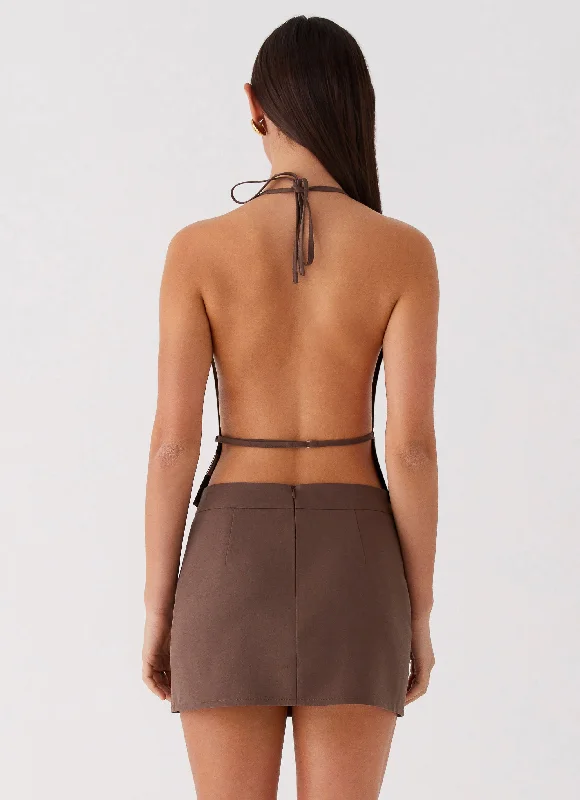 Sarah Halterneck Vest Top - Chocolate