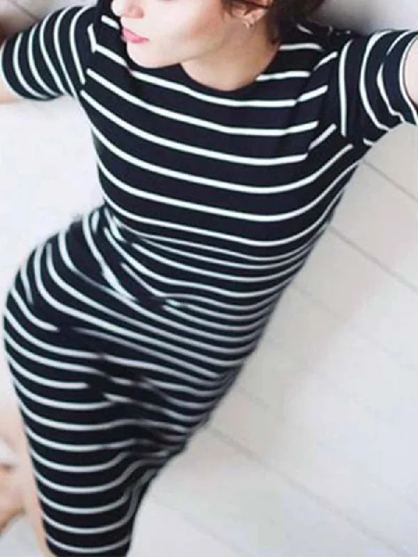 Summer Fashion Stripe Long Maxi BOHO Loose Midi Dresses