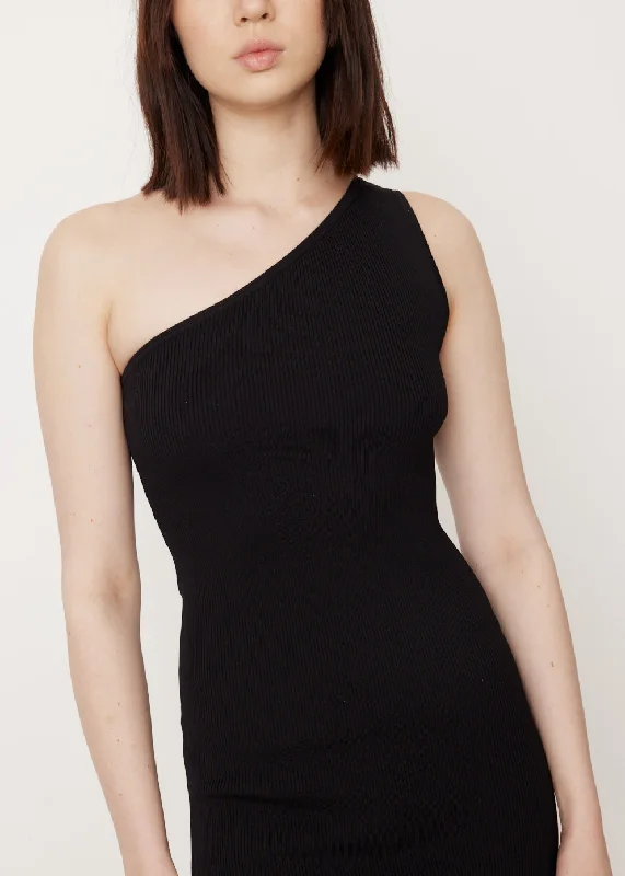 One Shoulder Ribbed Dress