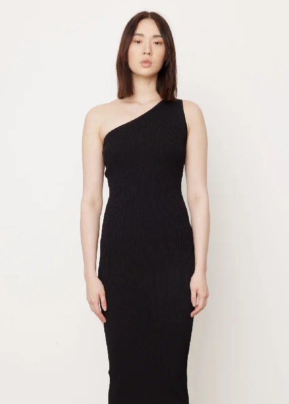 One Shoulder Ribbed Dress