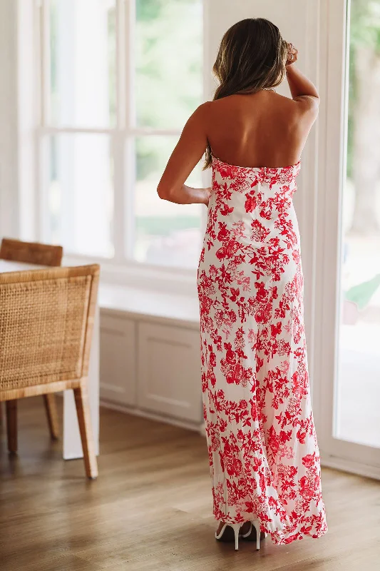 All My Love Maxi Dress - Red and White