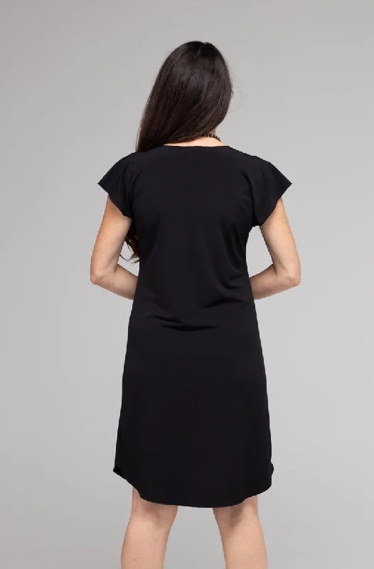 Black Short Sleeve Jersey Shift Dress