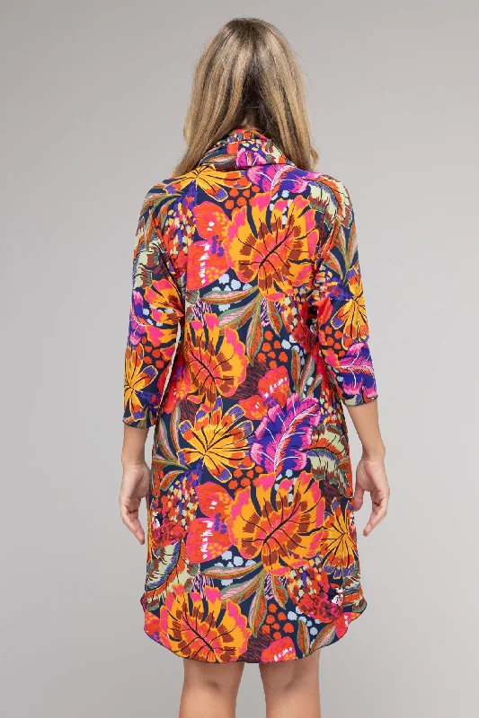 Java Print 3/4 Sleeve Jersey Shift Dress