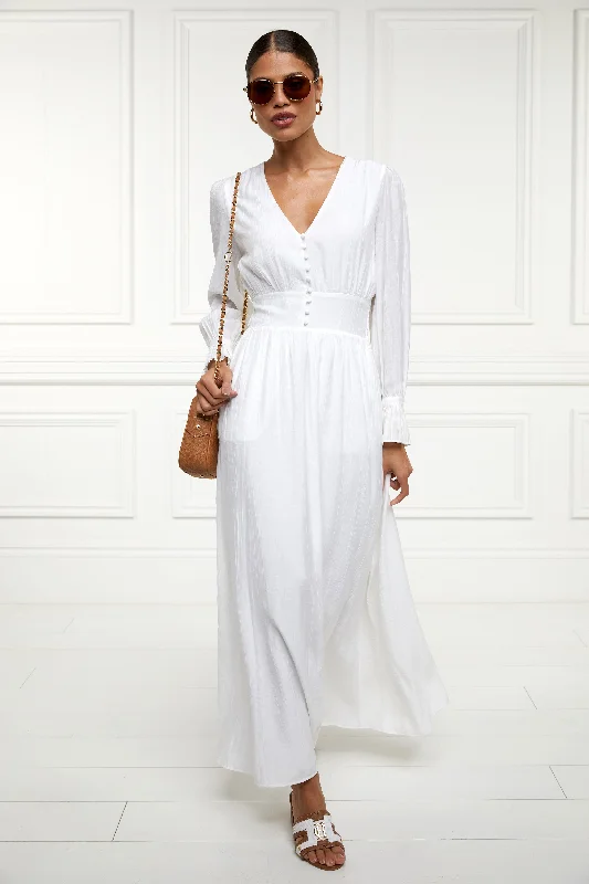 Phoebe V-Neck Maxi Dress (White)