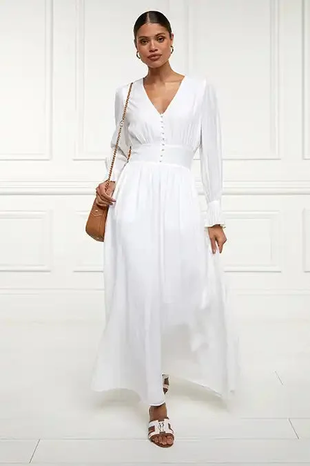 Phoebe V-Neck Maxi Dress (White)