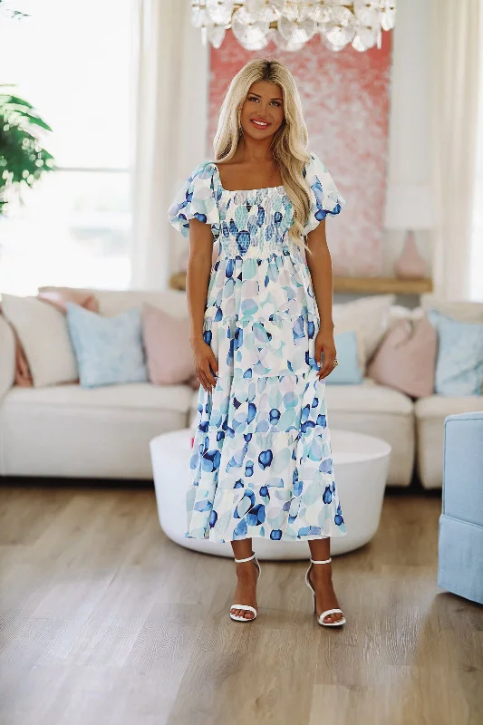 Secret in Love Floral Maxi Dress - Blue