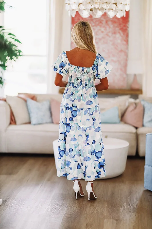 Secret in Love Floral Maxi Dress - Blue