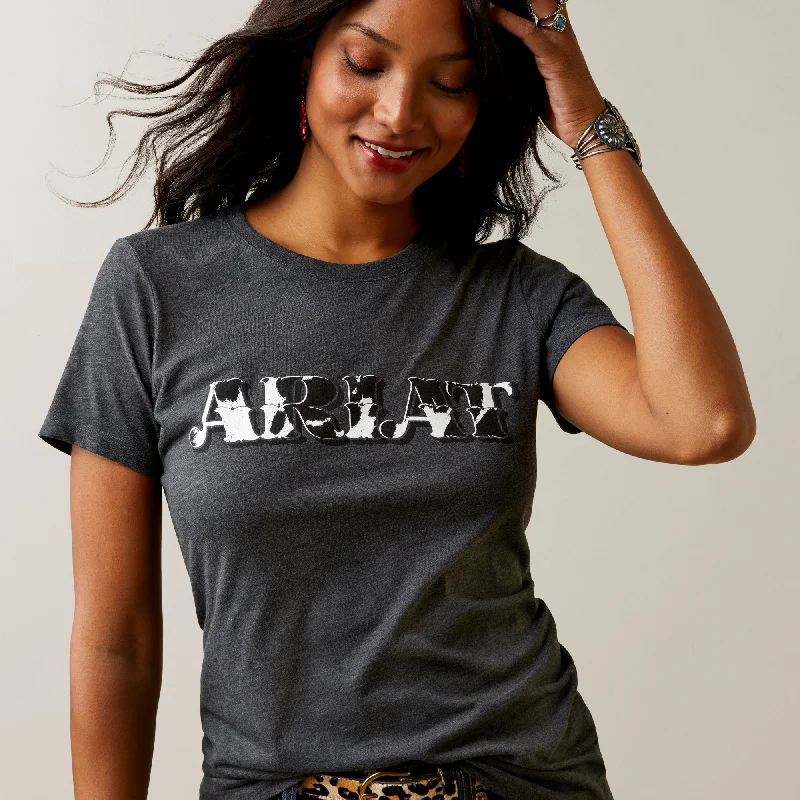 10045467 Ariat Women's Cowhide Logo SS Tee Charcoal