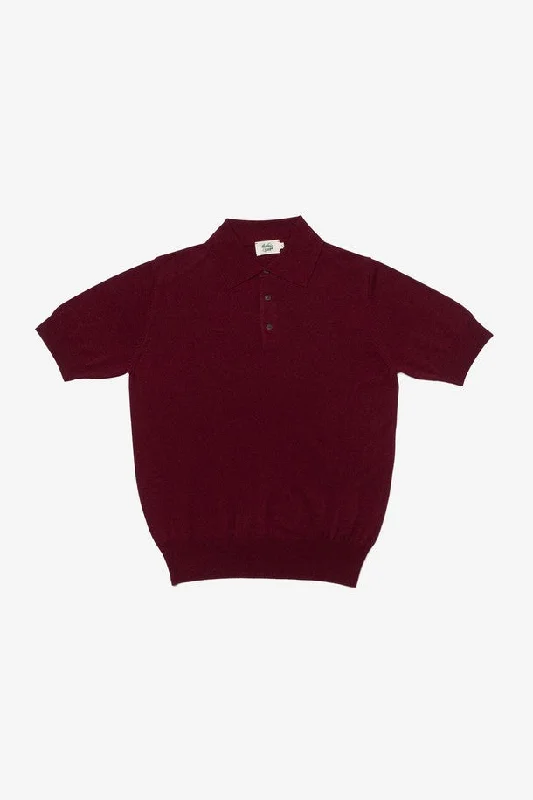 [ Maniac Golf ] Maniac Golf Knit Polo Shirt_ The Golf Knitted Polo Shirt Burgundy