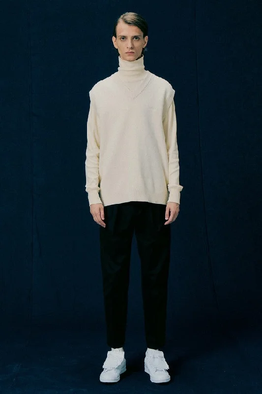 Fine rib turtleneck t-shirt