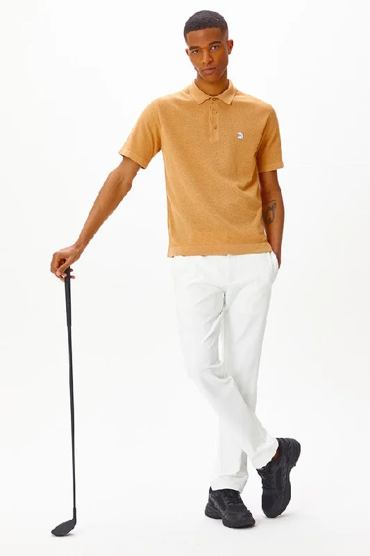 Men Collar Summer Short Sleeve Knit_BEIGE