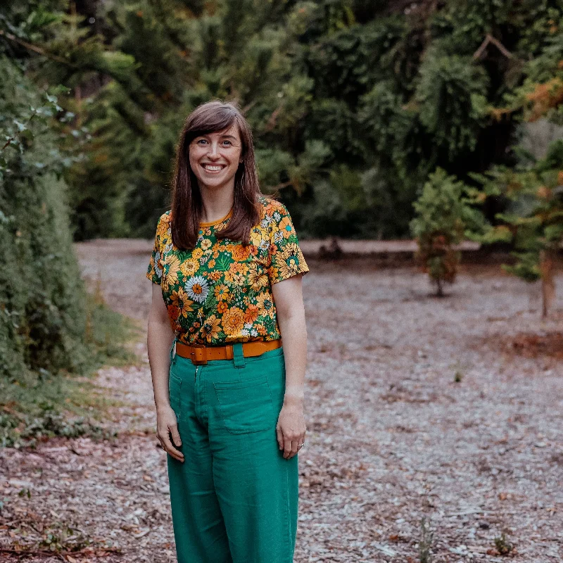 Adult's Marina Yellow Floral Short Sleeve Shirt