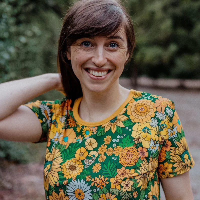 Adult's Marina Yellow Floral Short Sleeve Shirt