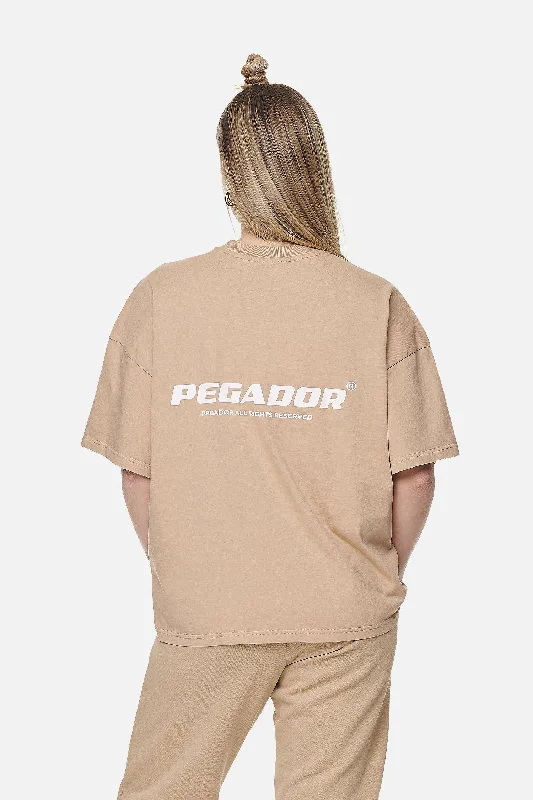 Arendal Logo Heavy Oversized Tee Washed Safari Sand White