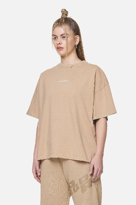 Arendal Logo Heavy Oversized Tee Washed Safari Sand White