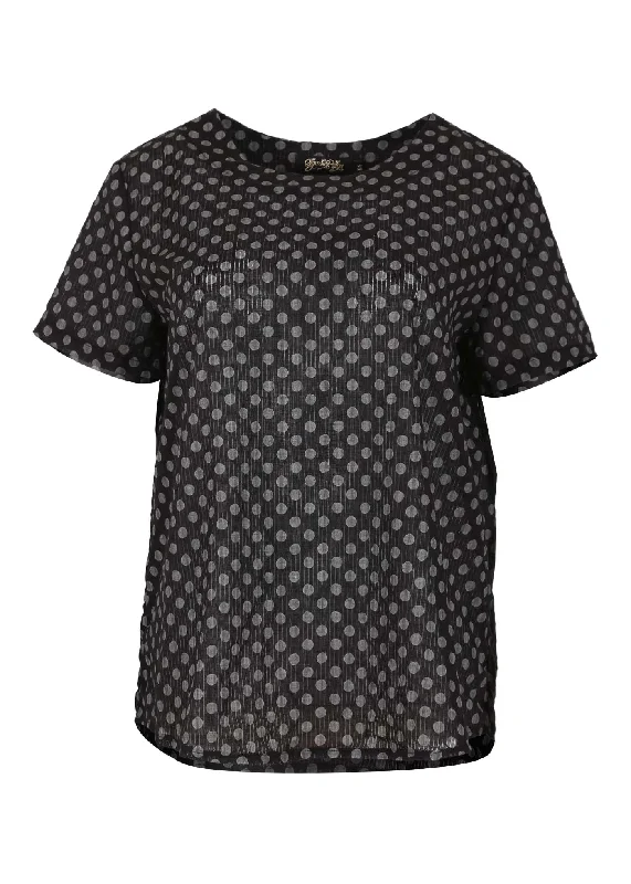 Polka Dot Top Black in Seersucker