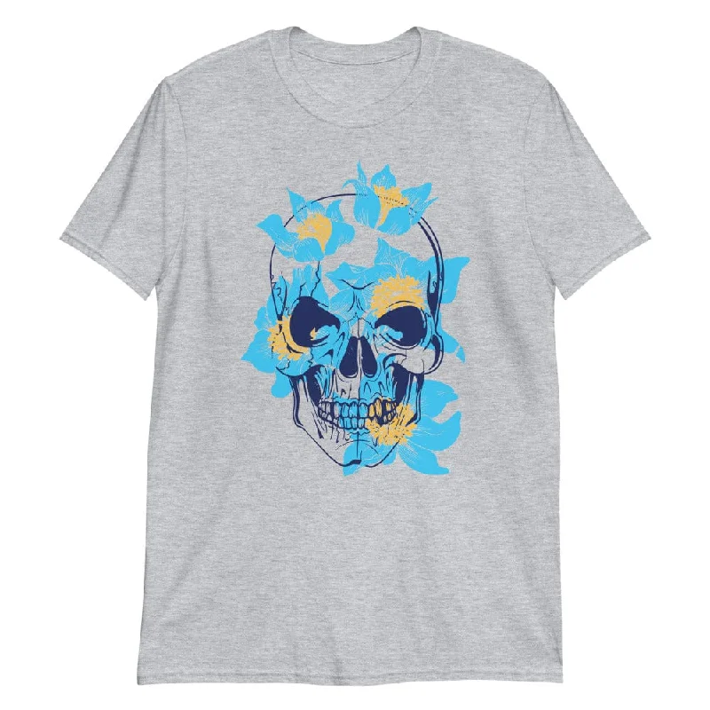 Blue Flower Skull - T-Shirt