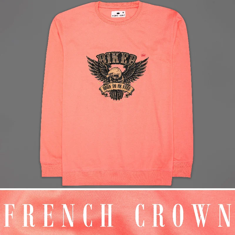 Bright Peachy Rubber Printed Super Soft Organic Cotton Sweatshirt