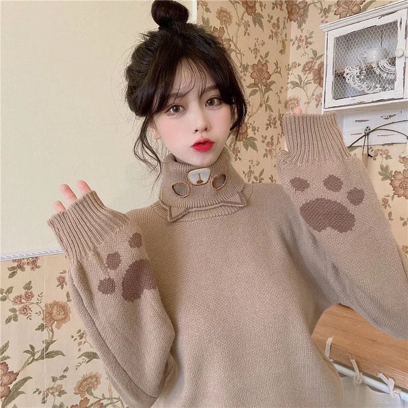 Cute cat turtleneck sweater yv30403